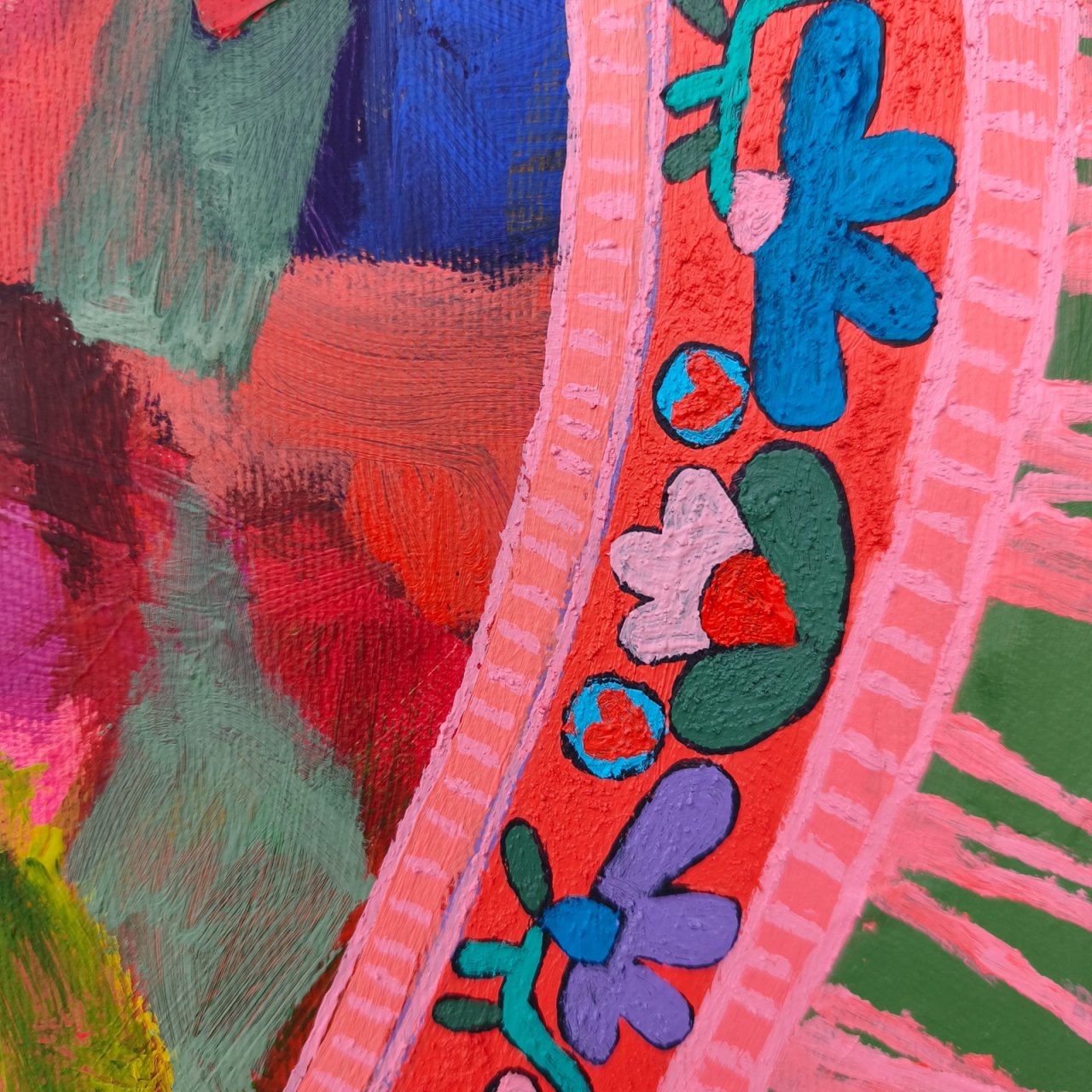 lidový okraj na koberci s třásněmi