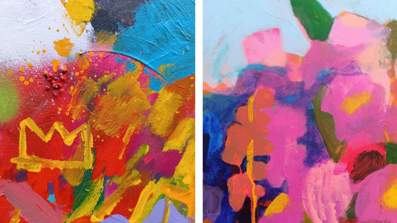 detail květinového obrazu s výraznou a jemnou strukturou malby detail květinového obrazu s výraznou a jemnou strukturou malby