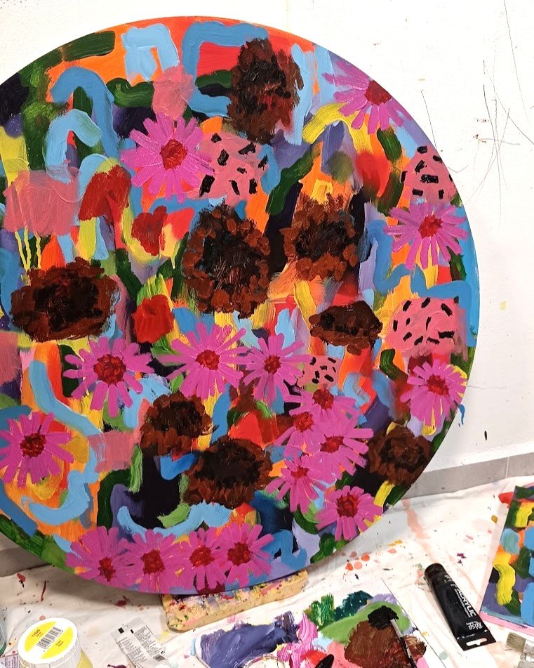 Malování abstraktní květinové louky akrylovými barvami Malování abstraktní květinové louky akrylovými barvami