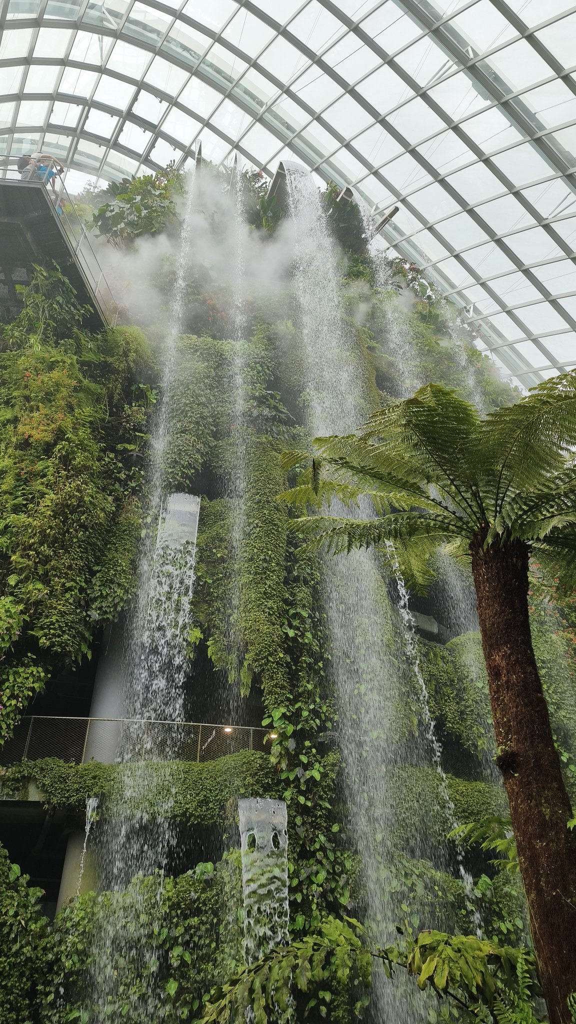 Obří vnitřní vodopád ve skleníku Cloud Forest v Gardens by the Bay