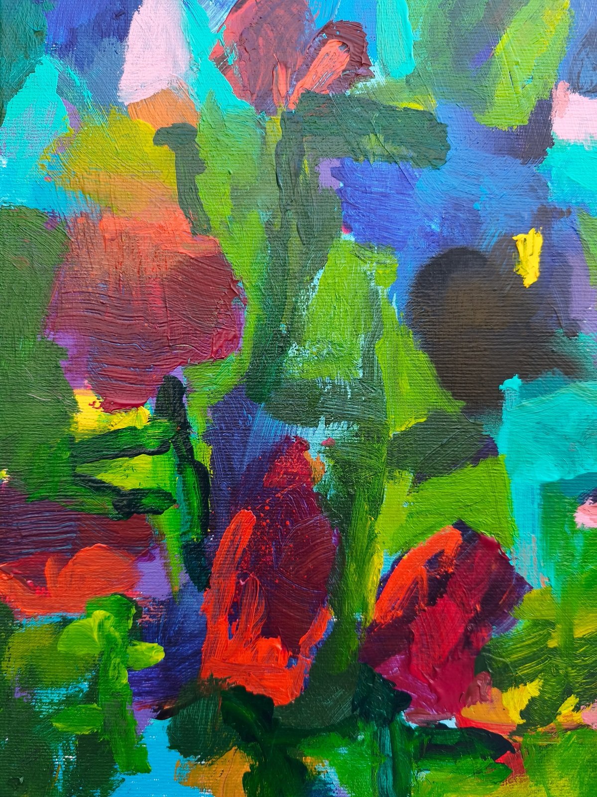 obraz s červenými květy