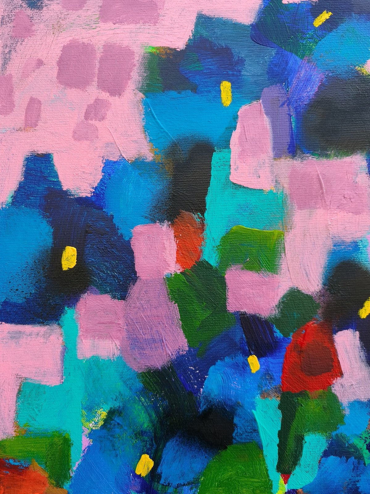 Textura akrylové malby a vrstvení barev na plátně