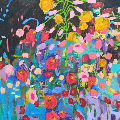 Midnight Flowers, 100 x 120 cm