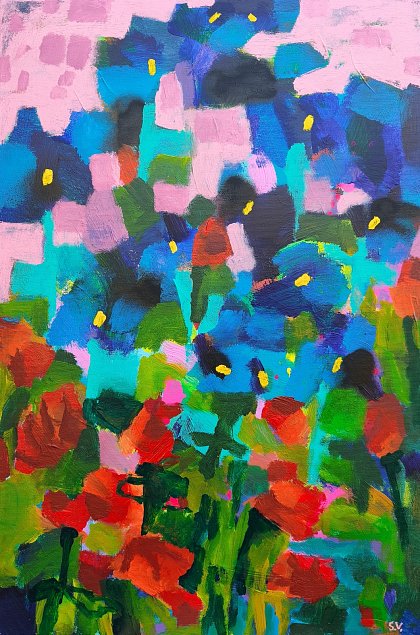 Ultramarine Petals, 40 x 60 cm